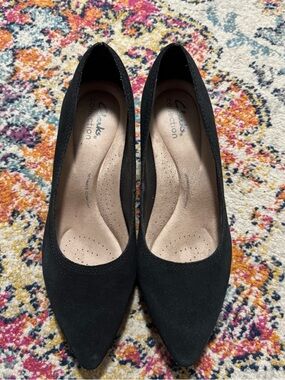 Clarks Collection Women's Black Pointed-Toe Block Heels